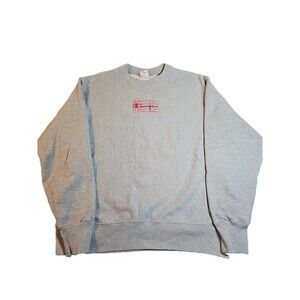 Vintage Champion Sweatshirt Mens Large Comfort Winter Workout Original Grey EUC